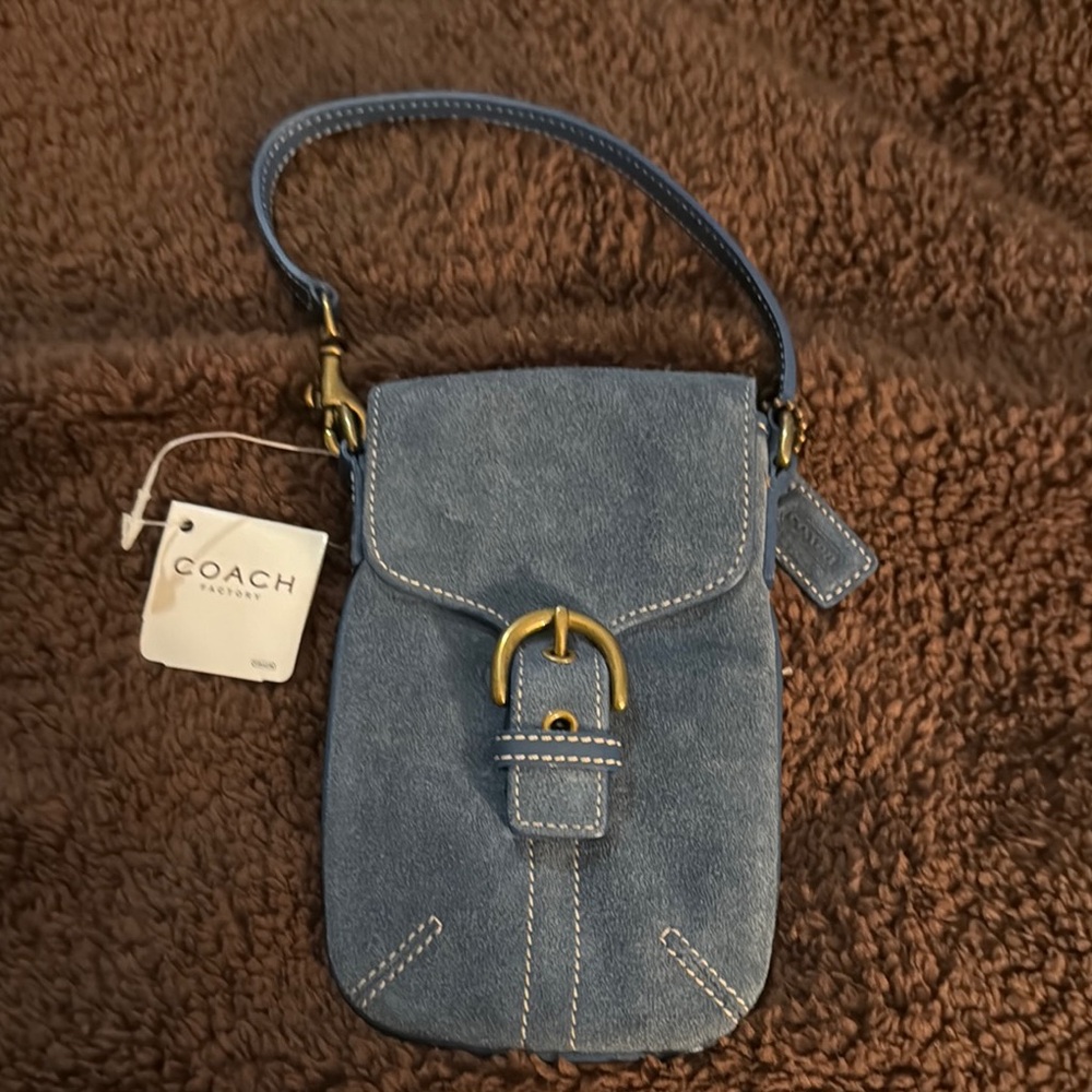 Coach Blue Suede Crossbody Bag